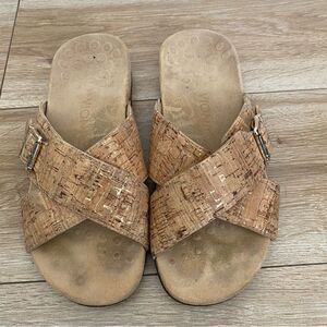 Vionic Cork Cross Strap Orthopedic Slide On Sandals Womens Size 6